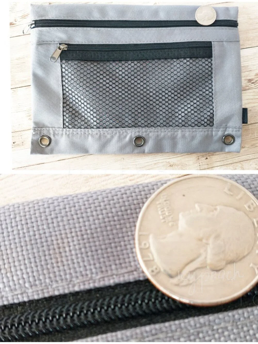Staples 3-Ring Zipper Pouch Gray Binder Accessory Pencil Case Organizational